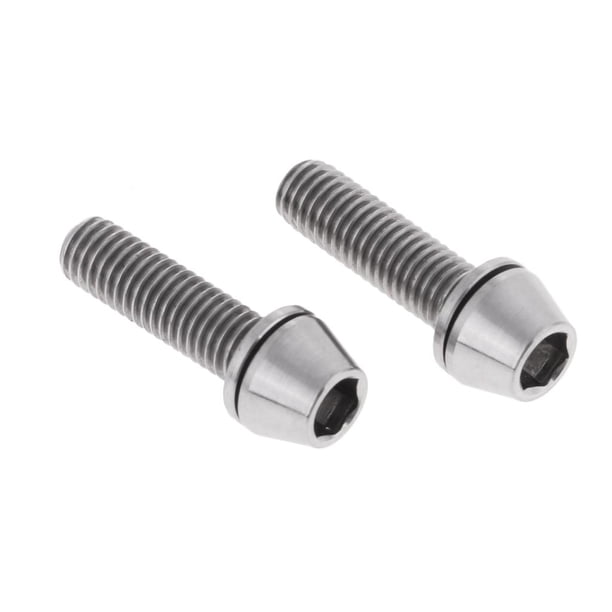 2 tornillos de bicicleta de aleación de titanio con cabeza cónica y arandela. M5x20 plata