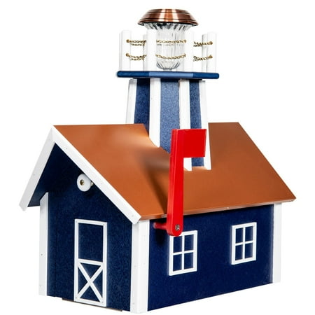 

Kunkle Holdings LLC Deluxe Poly Mailbox with Penny Copper Roof and Lighthouse Patriot Blue and White
