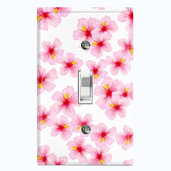 Metal Light Switch Plate Cover Japanese Sakura Flower Pink White Wallpaper FLW042