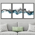 thumbnail image 3 of PixonSign Framed Wall Art Set Pastel Black Blue Smoke Wave Landscape Abstract Canvas Print Nature Wilderness Multicolor Modern Art Decor Scenic Relax/Calm for Bedroom - 16"x24"x3 Panels Black, 3 of 5