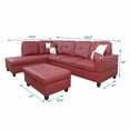 thumbnail image 2 of Ainehome L-Shaped Sectional Sofa Set, 3PC Red Leather Living Room Couches, Left Hand Facing, 2 of 2