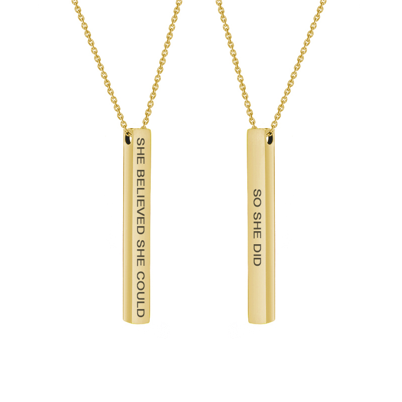 Anavia Motivational 4-Sides Bar Necklace Stainless Stee Mother's Day Gift for Mom Inspirational Jewelry Gift for Mom 18"Cable Chain with Gift Box [Gold - She Believed She Could So She Did]