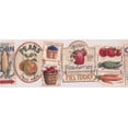 thumbnail image 2 of Vintage Fruits Légumes Signes Blanc Papier Peint Bordure Rétro Design, Rouleau 15' x 9'', 2 of 3