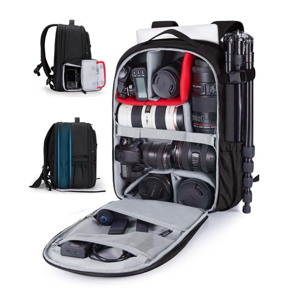 BAGSMART Camera Backpack, Expandable DSLR SLR Camera Bags for Photographers, Photography Travel Backpack with 15.6" Laptop Compartment, Rain Cover &