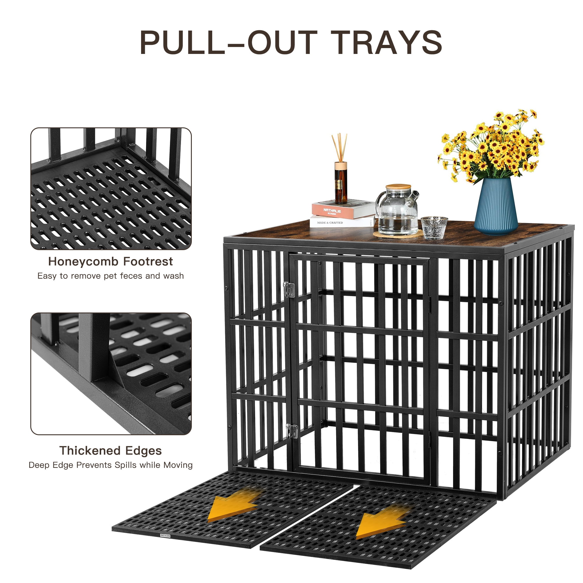 Pefilos 38" Heavy Duty Dog Crate for Large and Medium Dogs, Decorative Dog House with Cover Metal Dog Fence Cage Kennel Indoor, Black Pefilos 38" Heavy Duty Dog Crate for Large and Medium Dogs, Decorative Dog House with Cover Metal Dog Fence Cage Kennel Indoor, Black