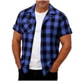 thumbnail image 2 of BUIGTTKLOP Mens Button down Shirt Plaid Short Sleeve Shirts Collared Casual Summer Beach Shirts with Chest Pocket, 2 of 6