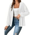 thumbnail image 3 of Womens Cardigan Sweater Long Sleeve Lightweights Open Front Curved Hem Ribbed Knit Cardigan Coat White XXL, 3 of 8