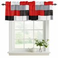 thumbnail image 2 of 2 Panels Red Grey Geometric Valance for Windows, Modern Black White Abstract Art Light Filtering Kitchen Curtains, Rod Pocket Window Treatment Curtain Valances for Living Room Bedroom, 54"x18", 2 of 9