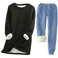 thumbnail image 2 of Wiyuqeen Womens 2PCS Loungwear Set Thicken Winter Warm Sherpa Fleece Lined Sweatshirt + Drawstring Pants Soft Pjs Sleepwear with Pocket, 2 of 3