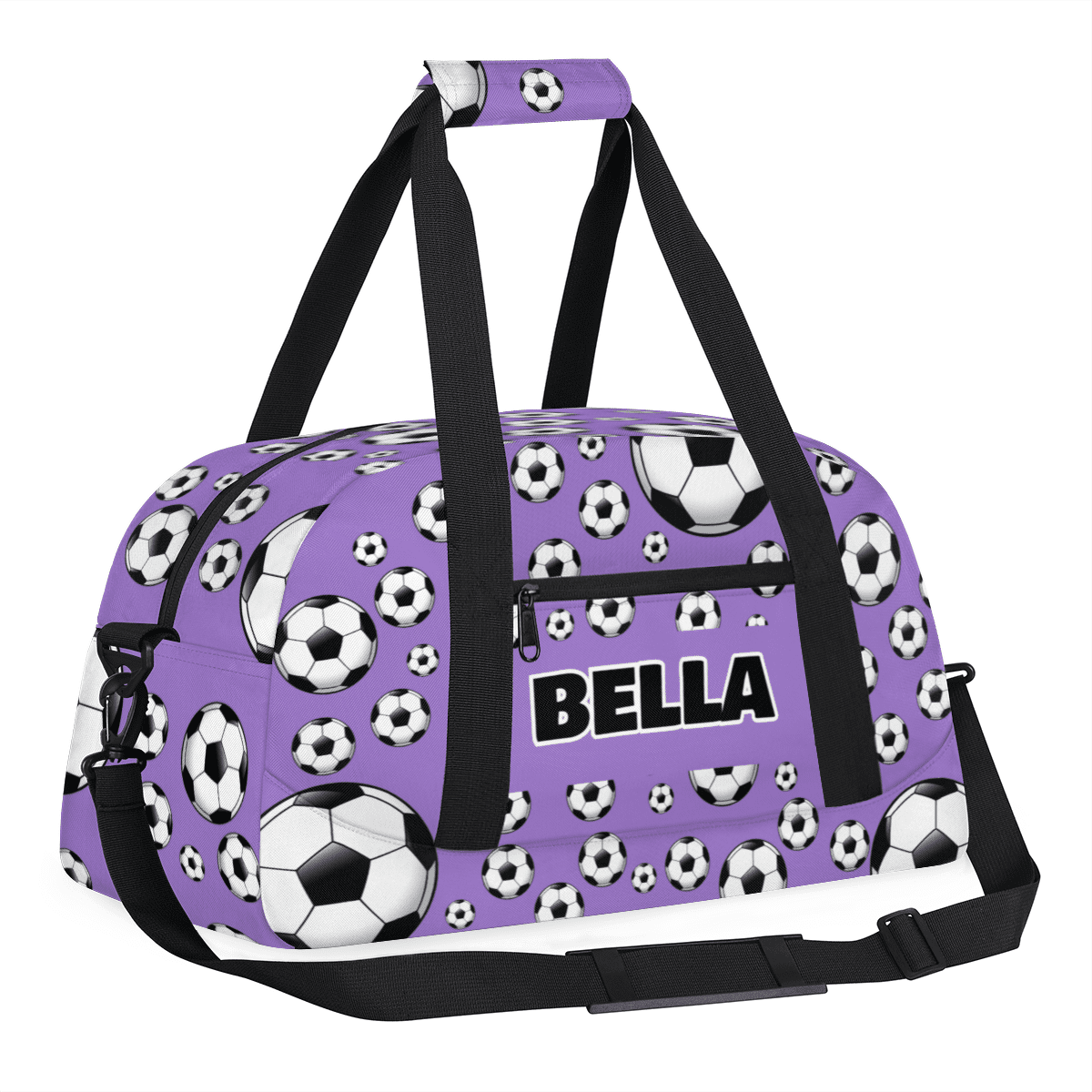 Herdesigns Personalized Soccer Gym Bag Sport Duffel Bag With Name, Custom Sport Bags Weekender Overnight Bags Carry On Weekender Bag Travel Bags, Purple