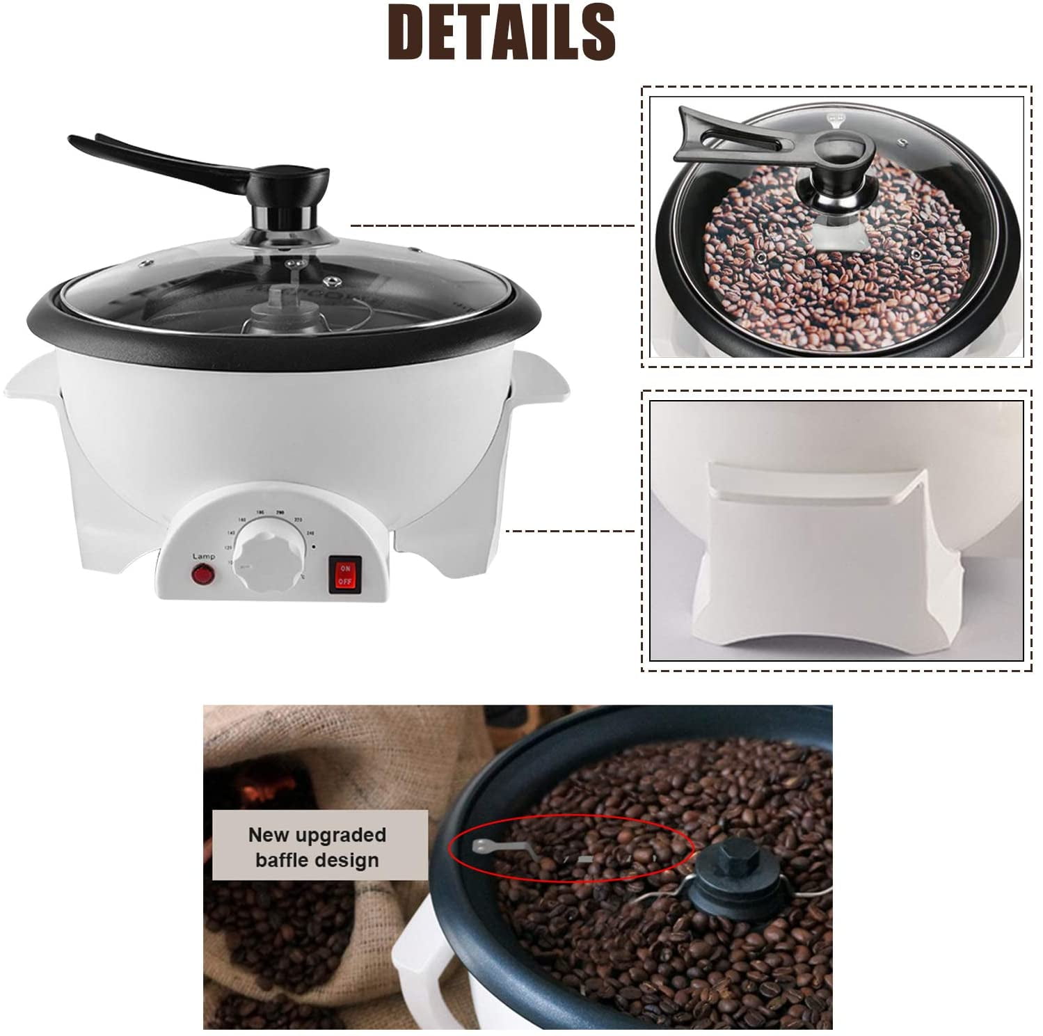 Coffee Roaster Machine 110V Large Coffee Bean Roaster for Home Use Non-Stick  Coffee Roasting Equipment for Peanut Nut Chestnuts 並行輸入品｜コーヒーメーカー 