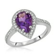 thumbnail image 1 of Galaxy Gold 14K Solid White Gold Pear Cut 2.0 CTW Ring with Natural Diamonds and Natural Purple Amethyst (11.0), 1 of 2