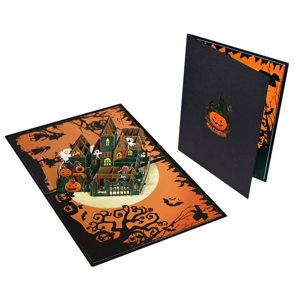 Spooky Castle Halloween Cards, Halloween Pop Up Cards, 3D Halloween Greeting Cards for Kids, Family, Friends.