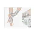 thumbnail image 3 of INSPIRE CHIC Women's Sparkle Sequin Arm Warmers Wrist Cover Fingerless Gloves Arm Sleeve for Disco Party Silver, 3 of 6