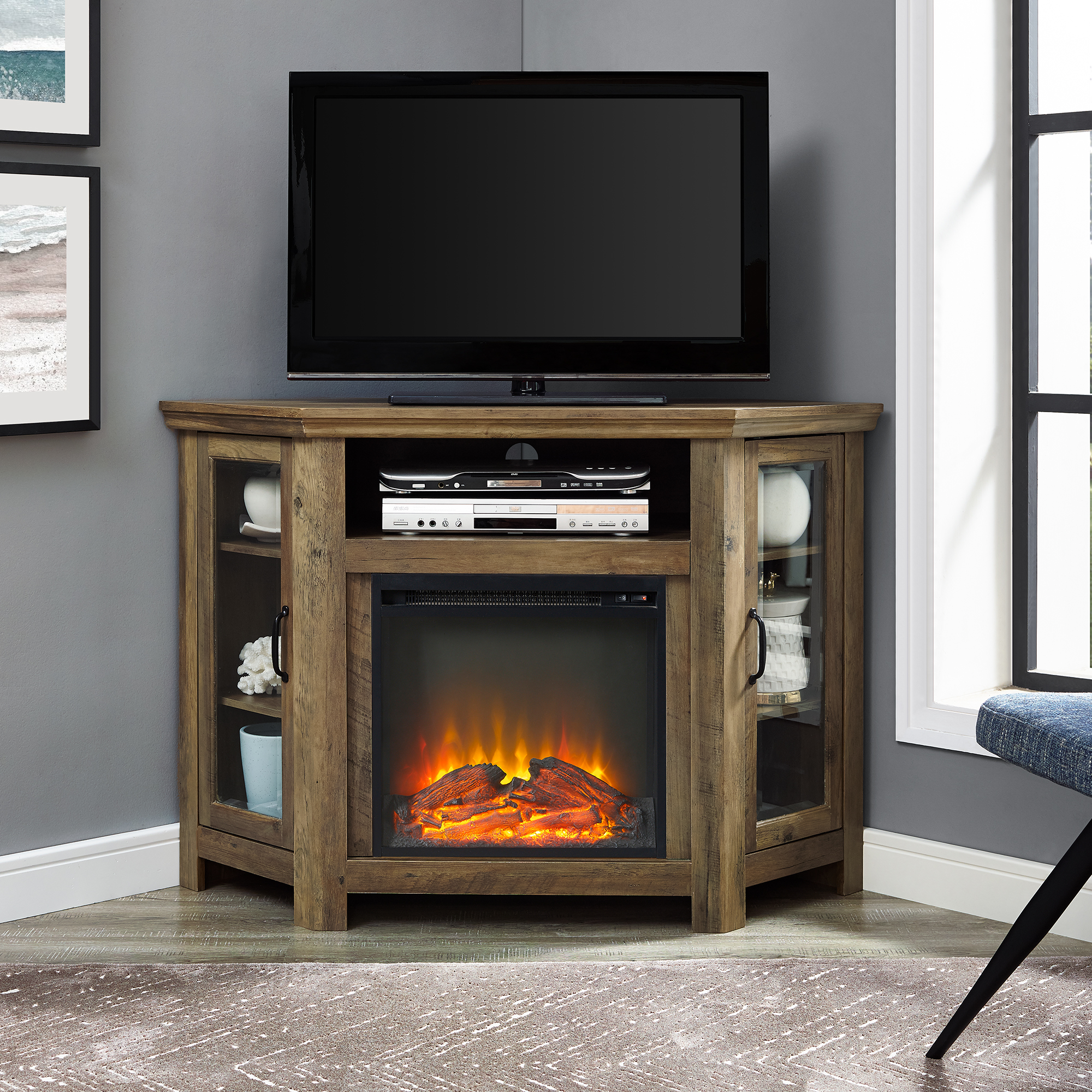 Walker Edison Corner Fireplace TV Stand for TV’s up to 52″