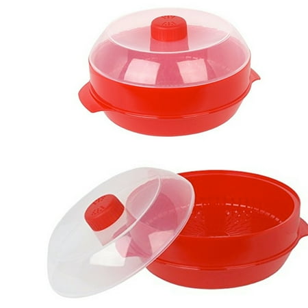 Microwave Steamer Pot Microwave Steamer Healthy Cooking Quick Fast Vegetables Meats Poultry Fish No Oil Needed BPA FREE ()