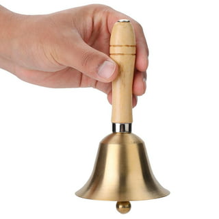 Large & Heavy Solid Brass Hand Bell School Bell Call Service Bell with Wood Handle 11 inch(H) 5 inch(d)