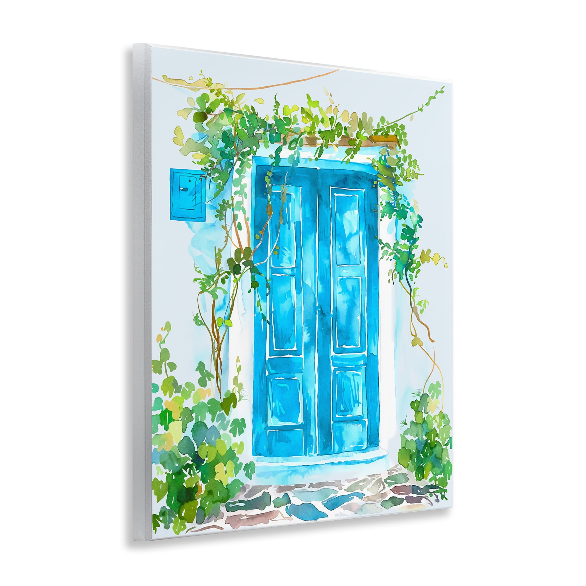 Stupell Industries Blue Vine Covered Door Scenery Painting Unframed Art Print Wall Art, 11 x 14