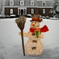 thumbnail image 2 of Pre-Lit 27" White Rattan Snowman, 2 of 4