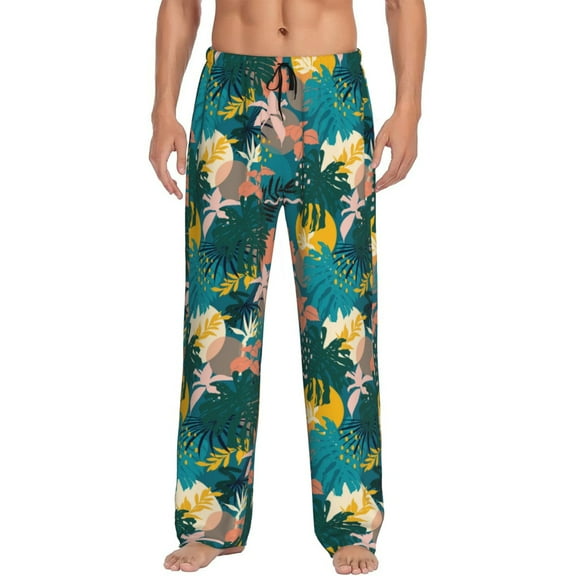 Haiem Hawaiian Style Men's Pajama Pants Ultra Lightweight Pjs Bottoms Sleepwear Bottom Pants With Pocket Drawstring-Small