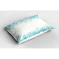 thumbnail image 2 of Ambesonne Abstract Pillow Sham, Floral Classic Design, 26" X 20", Teal Turquoise White, 2 of 2