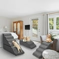 thumbnail image 6 of Dog Stairs for High Bed 30" H, 6-Step Dog Steps for Bed for Small Dogs and Cats, Pet Stairs for High Bed Climbing, Non-Slip Pet Step Ramps for Old Dogs/Cats, Free-Installation, Dark Grey, 6 of 13