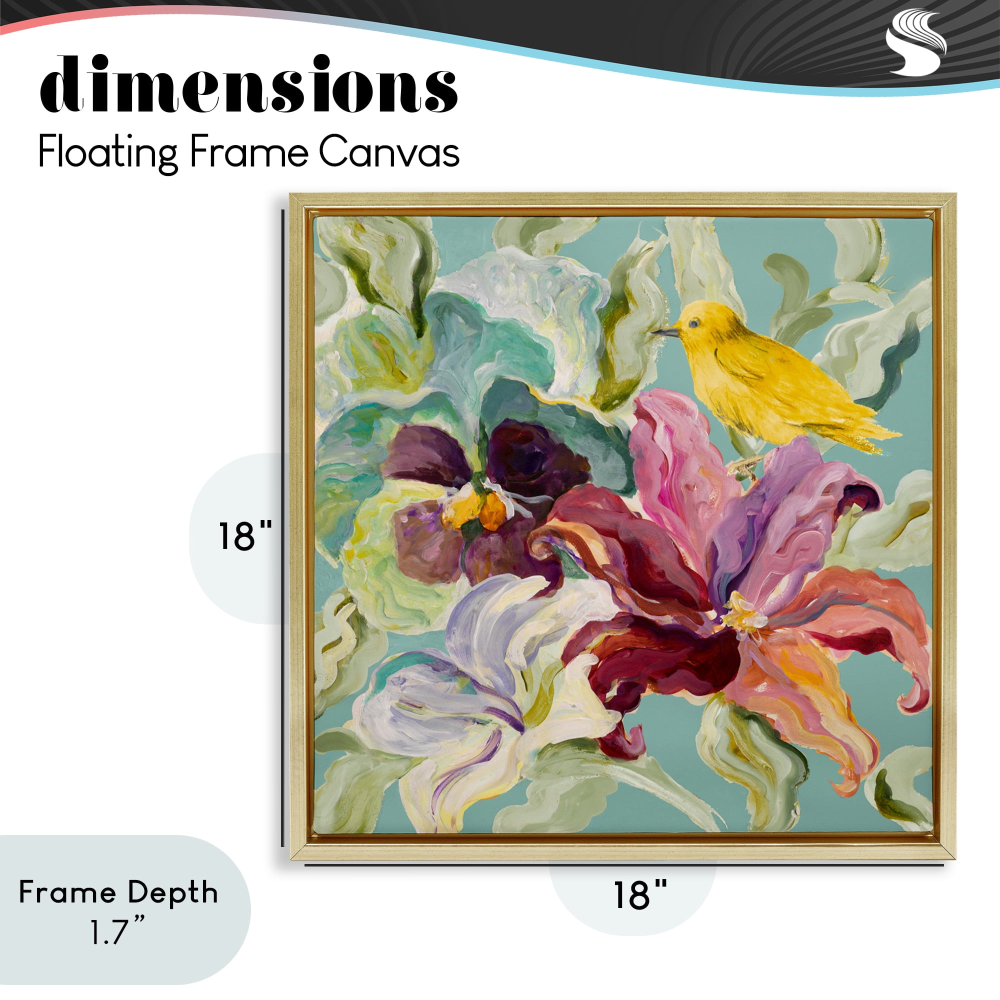 Stupell Industries Lyrical Garden Canary Gold Framed Floater Canvas Wall Art, design by Lanie Loreth