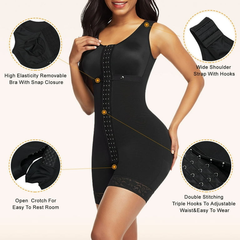 Skpblutn Shapewear For Women Tummy Control Bodysuit Plus Size For Full  Adjustable Hook And Eye Front Closure Comfortable Body Shaper Black