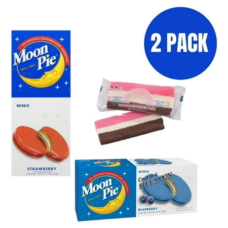 MoonPie Minis – Strawberry & Blueberry Combo 2 Pack (6 Mini Pies Per Box) with BONUS Barra de Arco-Íris de Coco MoonPie Minis – Strawberry & Blueberry Combo 2 Pack (6 Mini Pies Per Box) with BONUS Barra de Arco-Íris de Coco