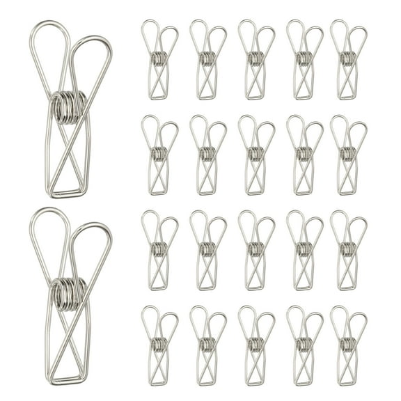 Uxcell 50Pcs Paper Office Binder Clips, 1.26" Small Metal Wire Hollow Out Paper Clamps Long Tail Binder Clips for Photo Clothes Hanging Office Home Kitchen Food Package, Silver
