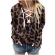 thumbnail image 1 of Mujeres Otoño Invierno Leopardo Bloque de color Estampado Vendaje Cruzado Cuello en V Cultivo Entrenamiento Raya Costura Manga larga Sexy Sudadera con capucha Tops Jersey Blusa Fridja  fhghd594, 1 of 5