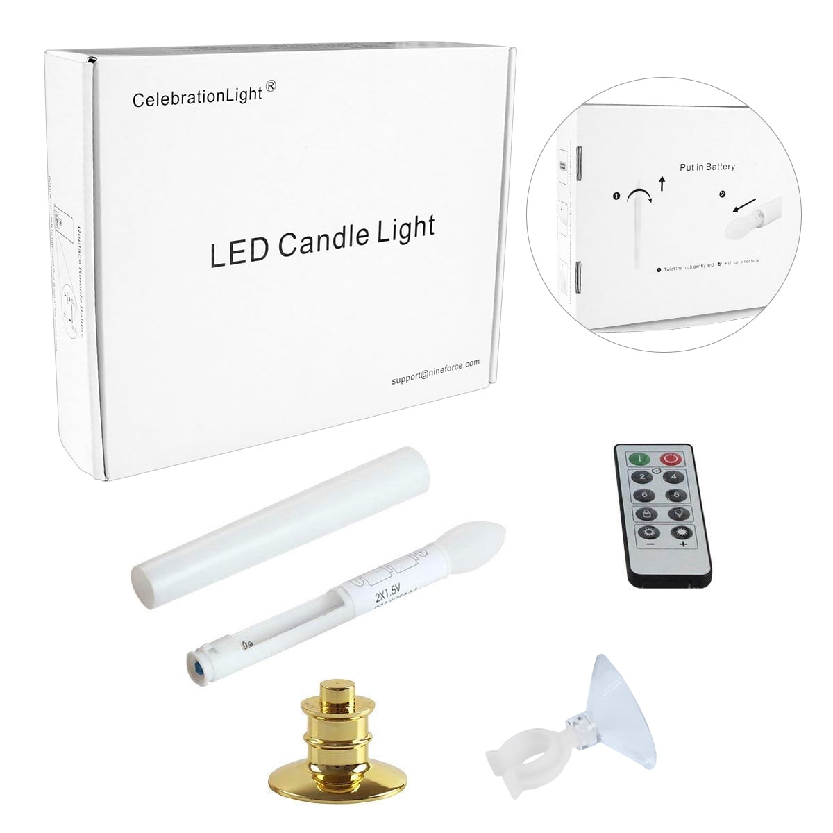 12 PCS LED Window Candles with Remote Timer Battery Operated Flameless Taper Christmas Candles Light with Gold Base Flickering