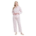 thumbnail image 5 of GLOBAL Womens Cotton Pajama Sets Long Sleeve Button Down Sleepwear Comfy Loungewear Soft Pjs Set Light Pink Tiny Floral XL, 5 of 7