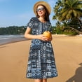 thumbnail image 4 of Goofa Snowflake Vintage Pattern Pattern Women Summer Short Sleeve Midi Dress with Pockets Casual Aline Flowy Tshirt Dress Vocation Beach Sundress, 4 of 6