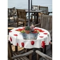 thumbnail image 2 of Outdoor Tablecloth with Umbrella Hole for Patio/Picnic/Party/Camping, Red Tulip Flowers Waterproof Table Cloth Round Cover Washable, Spring Floral Vintage Drum Rustic (Dia 54"), 2 of 8