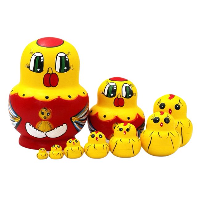 10pcs Cartoon Big Belly Shape Owl Wooden Russia Nesting Dolls Matryoshka