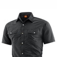 thumbnail image 4 of Short Sleeve Button Down Fishing Shirt for Men Regular Fit Nylon Work Shirt with Flap Pocket Work Utility Top for Men Size M-5XL Black, 4 of 5