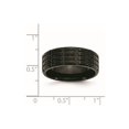 thumbnail image 2 of Stainless Steel 8mm Black Plated Grooved Brushed Band Ring Size 7 Ring for Women and Men, 2 of 2