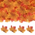 thumbnail image 1 of Paquete de 300 hojas de arce artificiales, hojas falsas de otoño para Acción de Gracias/Boda/Fiestas [8 cm, borde rojo amarillo], 1 of 7