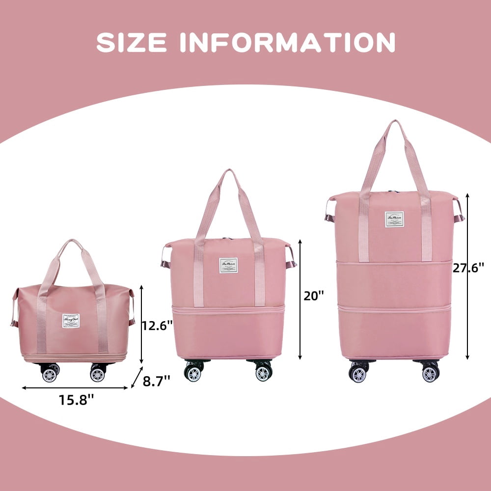 Rolling Duffle Bag, Expandable and Foldable Travel Bag for Weekend Trips and Carry-on Luggage
