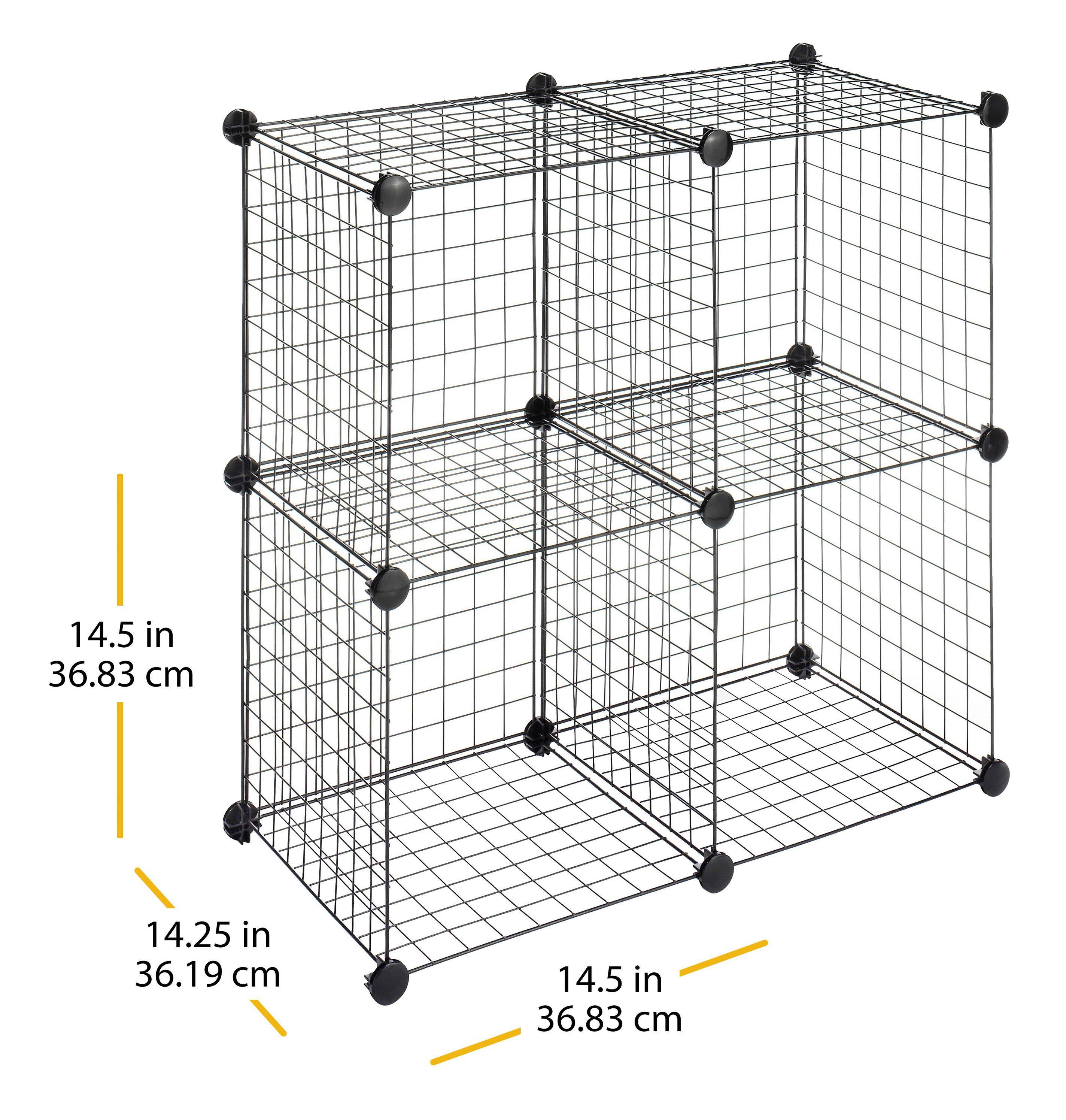Whitmor Storage Cubes Stackable Interlocking Wire Shelves Set of 4 Black 14.25 x 14.5x  14.5 - image 2 of 12