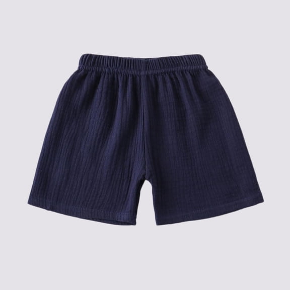 Girls Cycling Shorts Toddler Boys Girls Cotton Linen Shorts Kids Summer Loose Solid Elastic Waist Shorts Navy 2-3Y