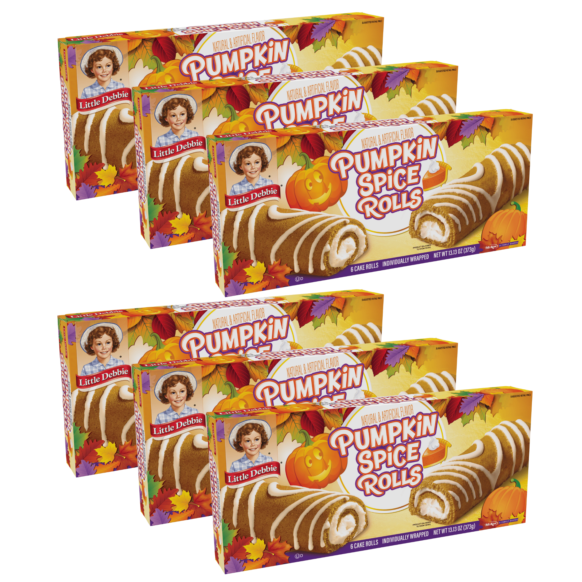 Little Debbie Pumpkin Spice Rolls, 6 Boxes, 36 Individually Wrapped