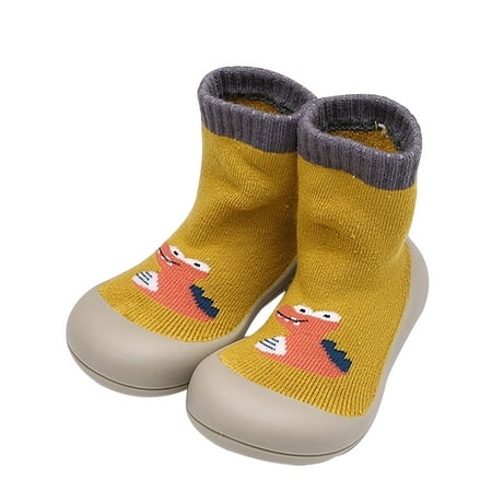 

Odeerbi Rollback Toddler Boys Socks Breathable Kids Non-slip Cartoon Thicken Indoor Toddler Shoes Yellow