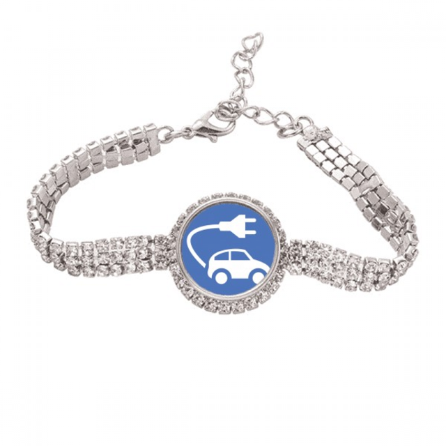 Plug Energy Vehicles Protect Environment Pattern Tennis Chain Anklet Bracelet Diamond Jewelry