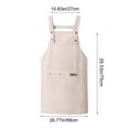 thumbnail image 3 of Beautynvta Heavy-Duty Cotton Canvas Apron with Adjustable Ties, Waterproof & Oil-Resistant Apron with 2 Pockets for Cooking, Baking, Grilling, Beige, 3 of 6