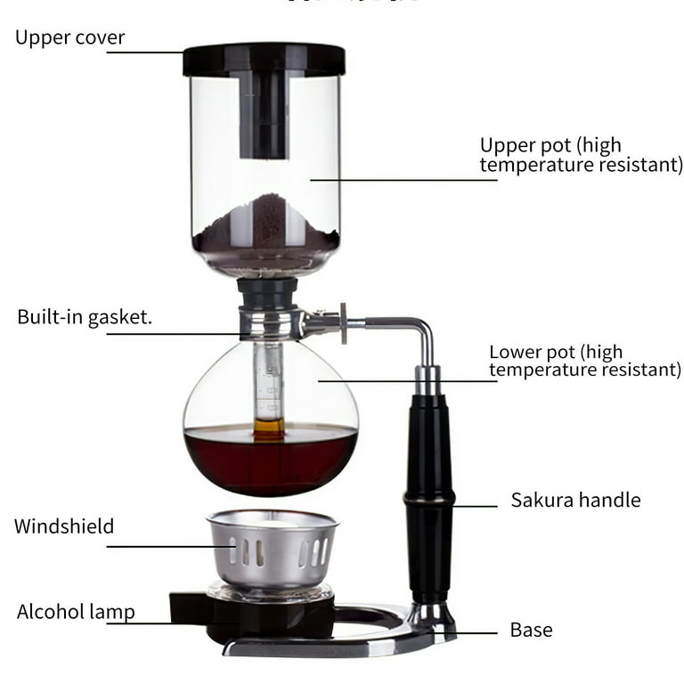 Glass Siphon Coffee Maker Heat Resistant Tea Maker Machine Vacuum Coffee  Brewer for Office Dining Room Home Kitchen Birthday Gifts , 3 Cup