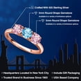 thumbnail image 2 of Gem Stone King 18K Rose Gold Plated Silver Swiss Blue Topaz and Pink Lab Grown Diamond Engagement Ring for Women | 1.65 Cttw | Round 5MM | Gemstone November Birthstone | Size 9, 2 of 6