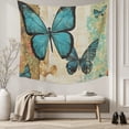 thumbnail image 5 of Retro Teal Butterfly Large Tapestry for Bedroom Wall Hanging Tapestry, Summer Butterflies Vintage Ceiling Backdrop Tapestries Poster Blanket Wall Decor for Teens Room Living Room Dorm 86" x 104", 5 of 8