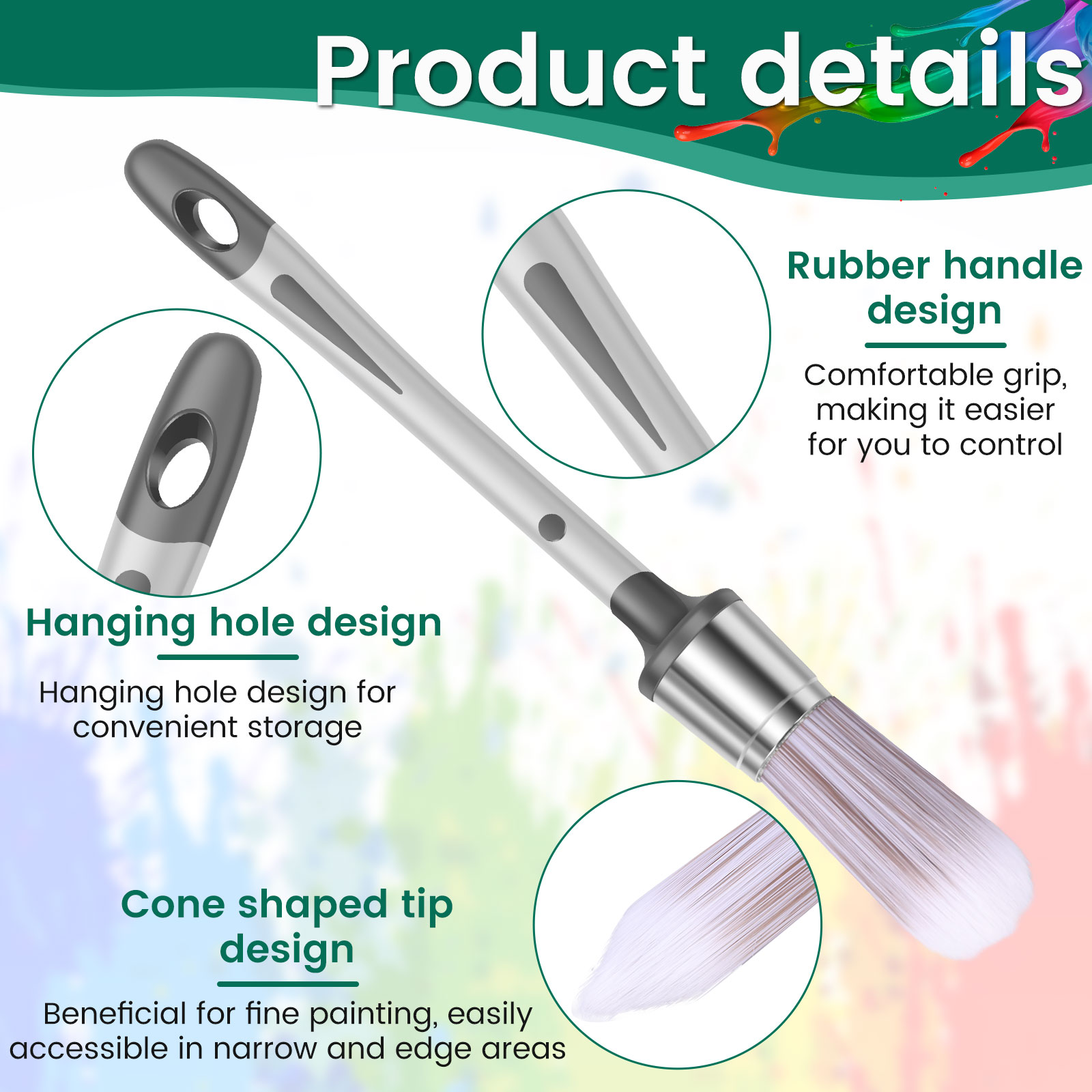 14Pcs Trim Paint Brush for Painting Walls 0.38/0.52/0.6/0.8/0.96 inch Precise Control Edge Painting Tools Multiple Size Small Paint Brushes for Wall Door